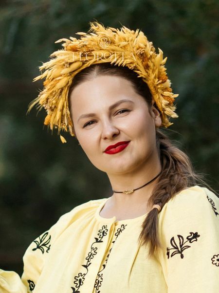 Вінок із сухоцвітів на голову &laquo;Сонячне сяйво&raquo; до фестивалю &laquo;Вирій&raquo; 14 фото